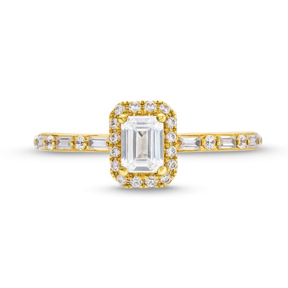 Vera Wang Love Collection 3/4 CT. T.w. Emerald-Cut Diamond Frame Art Deco Engagement Ring in 14K Gold (I/Si2)
