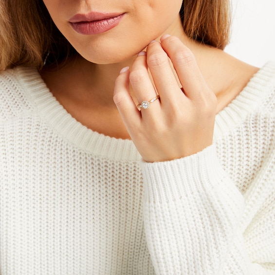 Vera Wang Love Collection 1/2 CT. T.w. Diamond Frame Art Deco Engagement Ring in 14K Gold (I/Si2)