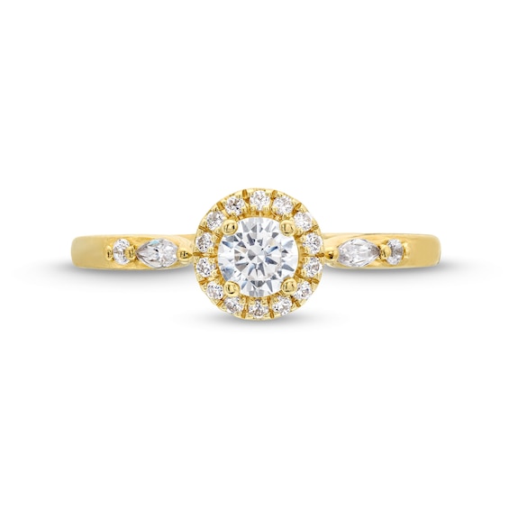 Vera Wang Love Collection 1/2 CT. T.w. Diamond Frame Art Deco Engagement Ring in 14K Gold (I/Si2)