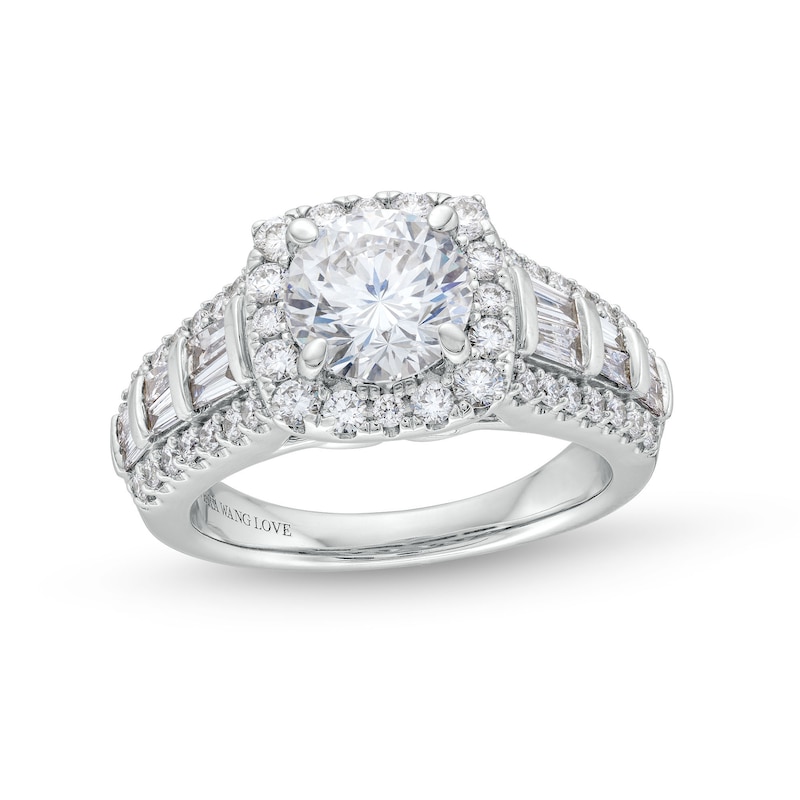 Main Image 1 of TRUE Lab-Grown Diamonds by Vera Wang Love 2-1/2 CT. T.W. Diamond Cushion Frame Engagement Ring in 14K White Gold