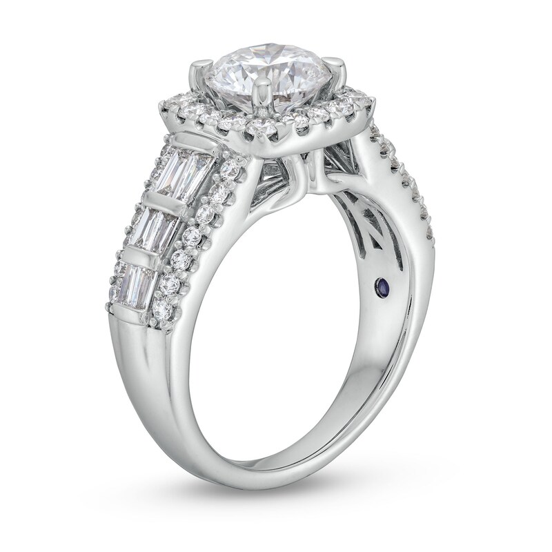 Main Image 3 of TRUE Lab-Grown Diamonds by Vera Wang Love 2-1/2 CT. T.W. Diamond Cushion Frame Engagement Ring in 14K White Gold
