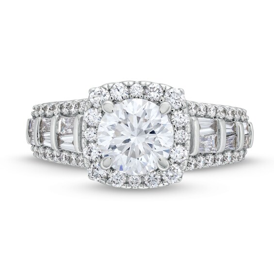 True Lab-Grown Diamonds by Vera Wang Love 2-1/2 CT. T.w. Diamond Cushion Frame Engagement Ring in 14K White Gold