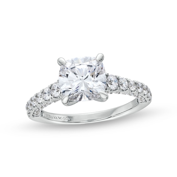 True Lab-Grown Diamonds by Vera Wang Love 2-3/4 CT. T.w. Cushion-Cut Diamond Engagement Ring in 14K White Gold (F/Vs2)