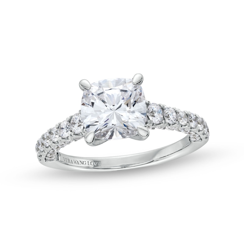 Main Image 1 of TRUE Lab-Grown Diamonds by Vera Wang Love 2-3/4 CT. T.W. Cushion-Cut Diamond Engagement Ring in 14K White Gold (F/VS2)