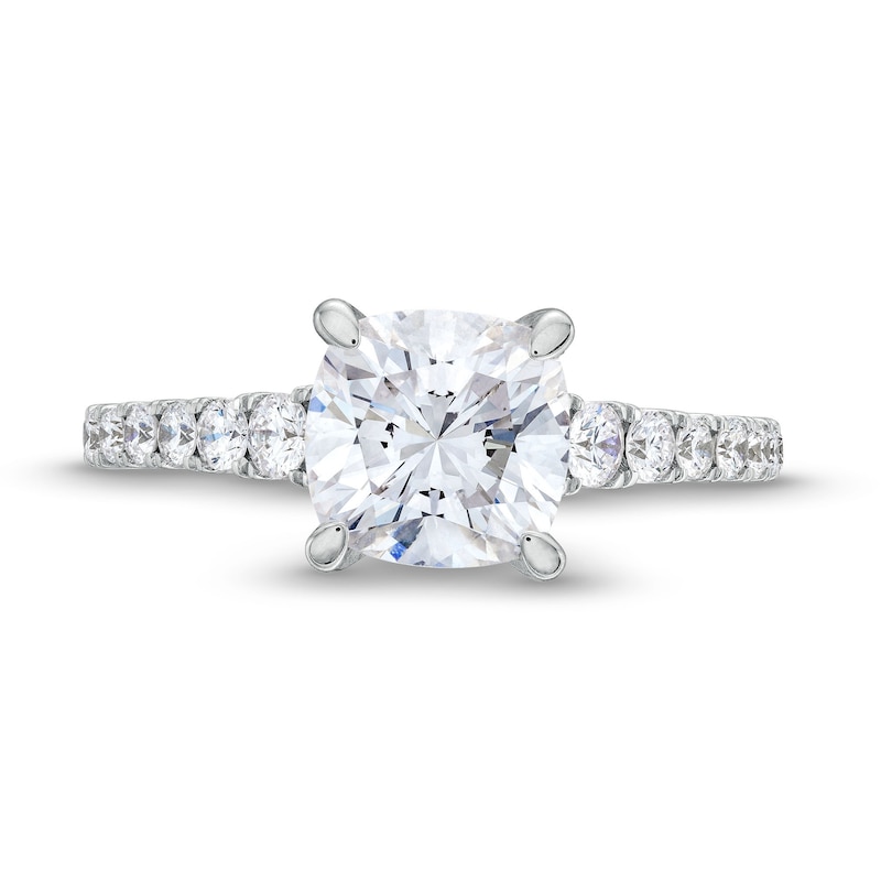 Main Image 4 of TRUE Lab-Grown Diamonds by Vera Wang Love 2-3/4 CT. T.W. Cushion-Cut Diamond Engagement Ring in 14K White Gold (F/VS2)