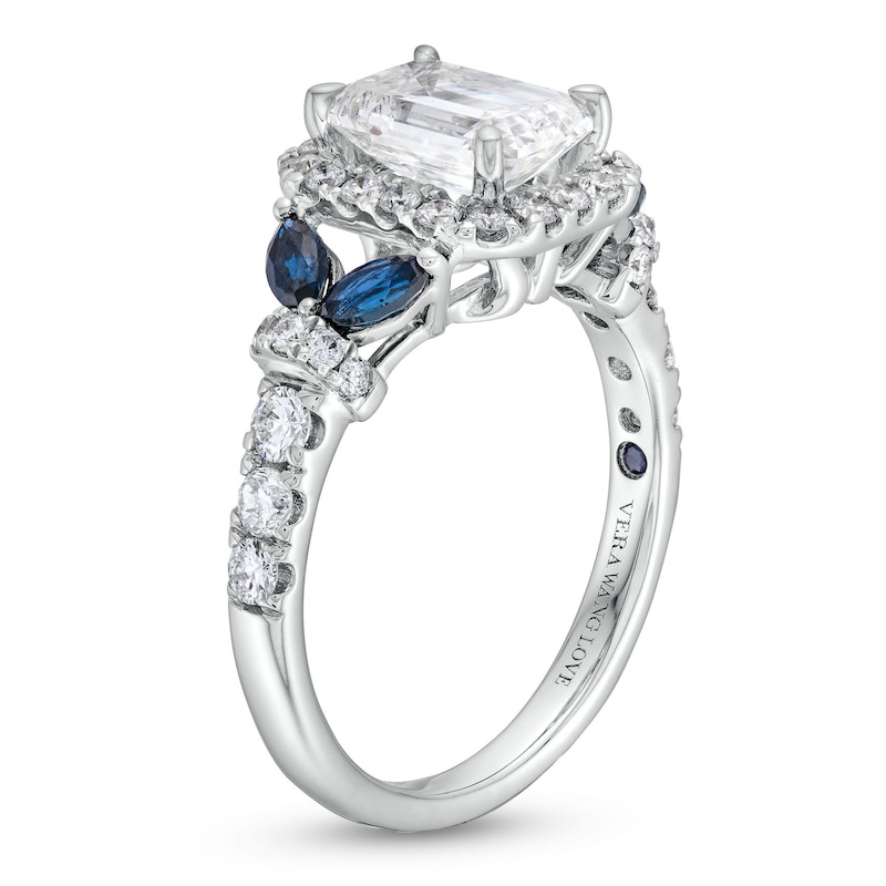 Main Image 3 of TRUE Lab-Grown Diamonds by Vera Wang Love 2 CT. T.W. Diamond and Sapphire Floral Engagement Ring in 14K White Gold