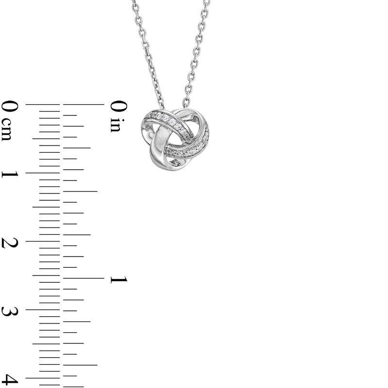 Main Image 4 of 1/10 CT. T.W. Diamond Loose Love Knot Pendant and Stud Earrings Set in Sterling Silver