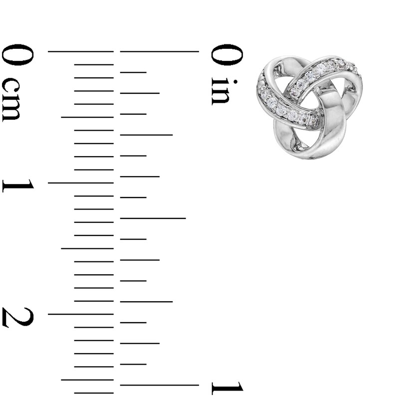 Main Image 5 of 1/10 CT. T.W. Diamond Loose Love Knot Pendant and Stud Earrings Set in Sterling Silver