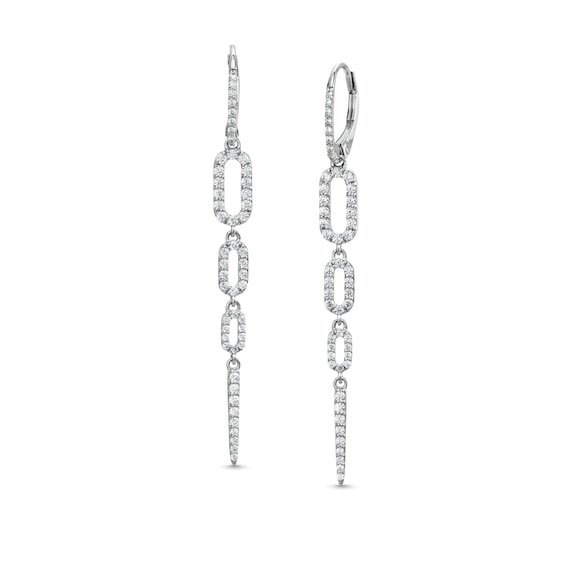 1/2 CT. T.w. Diamond Paper Clip and Spike Dangle Drop Earrings in 10K White Gold