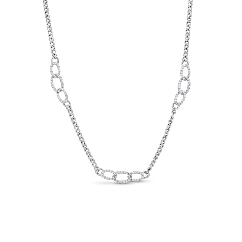 1/3 CT. T.W. Diamond Oval Interlocking Links Necklace in Sterling ...