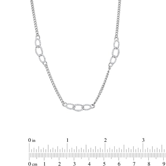1/3 CT. T.w. Diamond Oval Interlocking Links Necklace in Sterling Silver