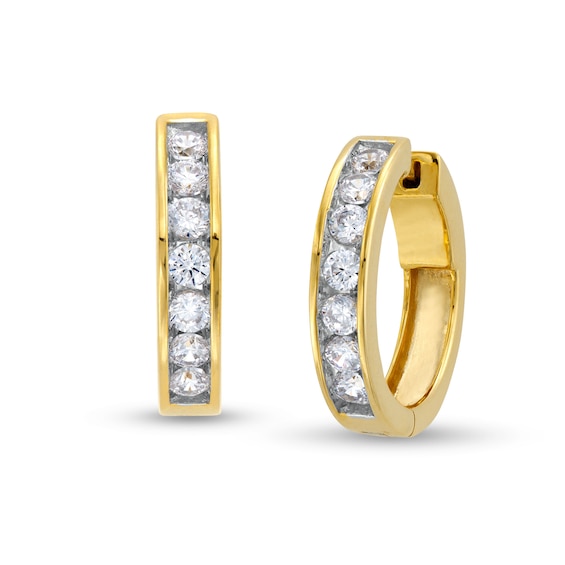 1 CT. T.w. Diamond Channel-Set Huggie Hoop Earrings in 10K Gold