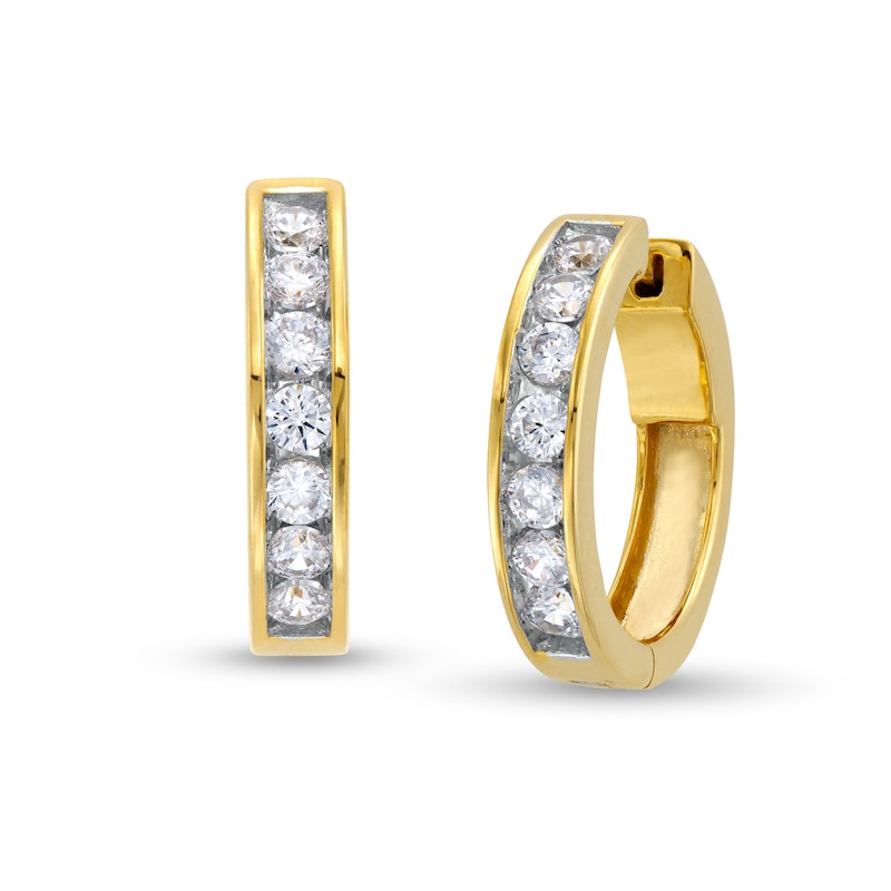 1 CT. T.W. Diamond Channel-Set Huggie Hoop Earrings in 10K Gold