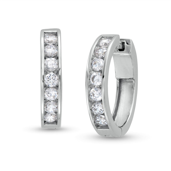 1 CT. T.w. Diamond Channel-Set Huggie Hoop Earrings in 10K Gold