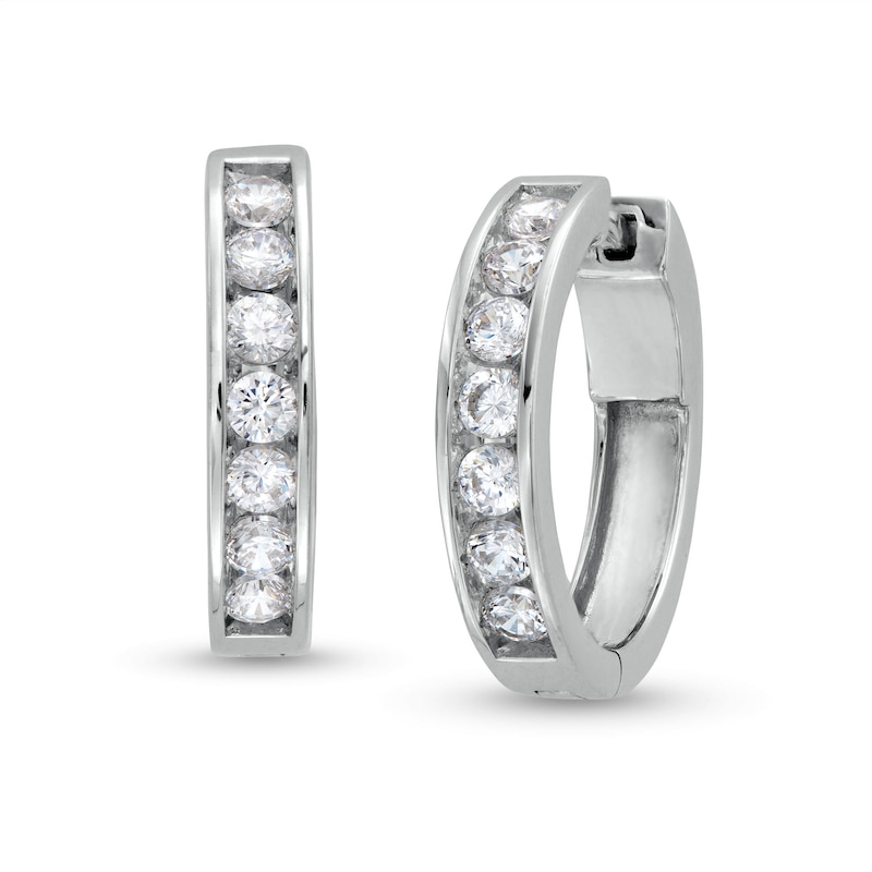 1 CT. T.W. Diamond Channel-Set Huggie Hoop Earrings in 10K White Gold