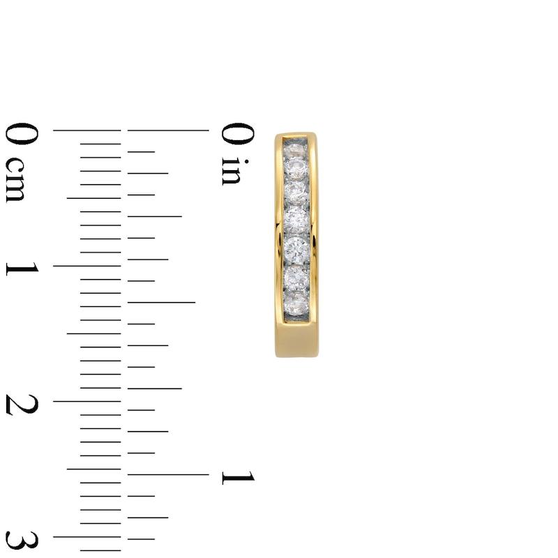 Main Image 3 of 1/2 CT. T.W. Diamond Channel-Set Huggie Hoop Earrings in 10K Gold