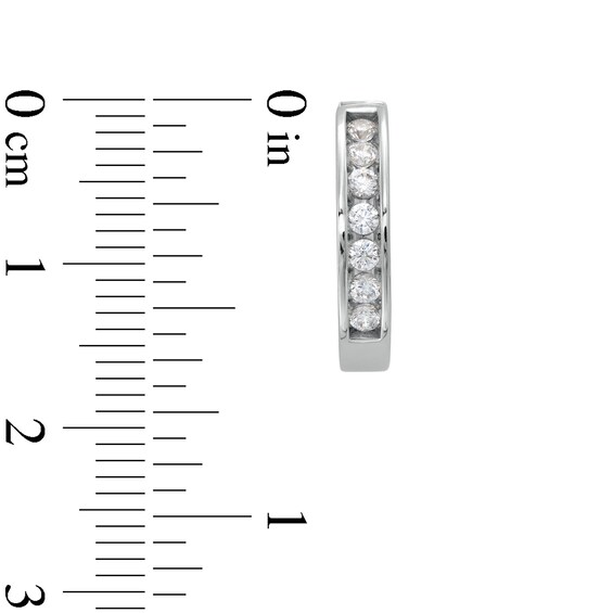 1/2 CT. T.w. Diamond Channel-Set Huggie Hoop Earrings in 10K White Gold