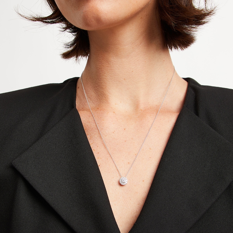 Main Image 2 of 1/2 CT. T.W. Diamond Frame Pendant in 10K White Gold (J/I2) - 20"