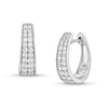 Thumbnail Image 1 of 1/2 CT. T.W. Diamond Graduating Double Row Huggie Hoop Earrings in 10K White Gold