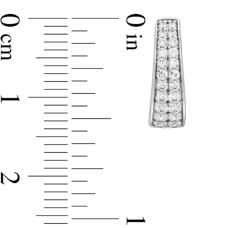 Main Image 3 of 1/2 CT. T.W. Diamond Graduating Double Row Huggie Hoop Earrings in 10K White Gold