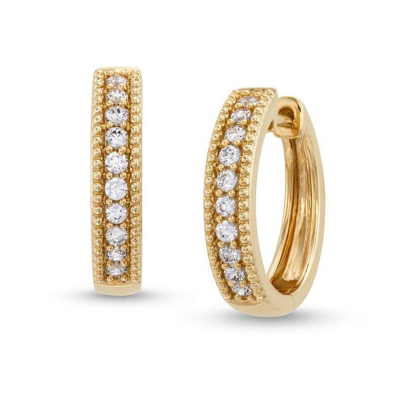 1/4 CT. T.W. Diamond Vintage-Style Huggie Hoop Earrings in 10K Gold