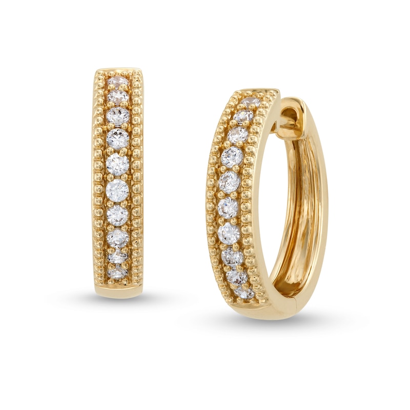 Main Image 1 of 1/4 CT. T.W. Diamond Vintage-Style Huggie Hoop Earrings in 10K Gold