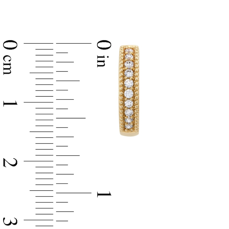 Main Image 3 of 1/4 CT. T.W. Diamond Vintage-Style Huggie Hoop Earrings in 10K Gold