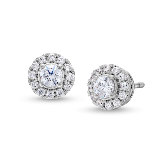 1/2 CT. T.w. Diamond Frame Stud Earrings in 10K White Gold (J/I2)
