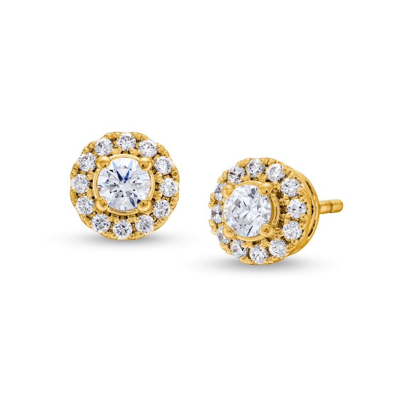 Main Image 1 of 1/2 CT. T.W. Diamond Frame Stud Earrings in 10K Gold (J/I2)