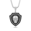 Thumbnail Image 1 of Men's 1/2 CT. T.W. Black Diamond Skull Shield Pendant in Stainless Steel and Black Ion-Plate - 24"