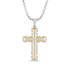 Thumbnail Image 0 of Men's 1/4 CT. T.W. Diamond Cross Pendant in Stainless Steel and Yellow Ion-Plate - 24"