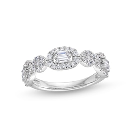 1/2 CT. T.W. Multi-Diamond Sideways Oval Frame Ring in 10K White Gold
