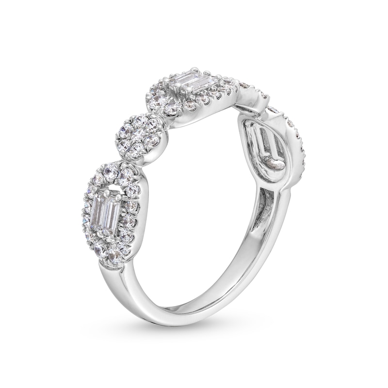 Main Image 3 of 1/2 CT. T.W. Multi-Diamond Sideways Oval Frame Ring in 10K White Gold