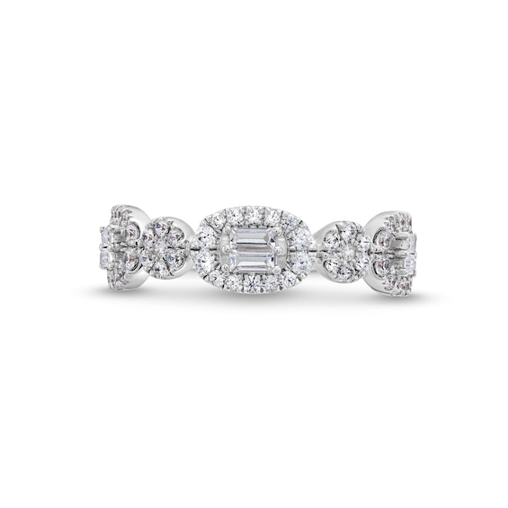 1/2 CT. T.w. Multi-Diamond Sideways Oval Frame Ring in 10K White Gold