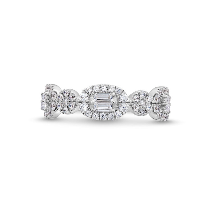 Main Image 4 of 1/2 CT. T.W. Multi-Diamond Sideways Oval Frame Ring in 10K White Gold
