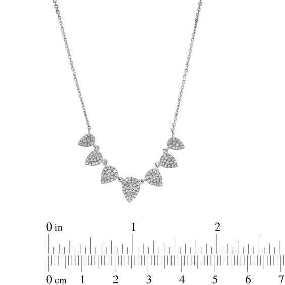 1/3 CT. T.w. Pear Multi-Diamond Seven Stone Station Necklace in Sterling Silver