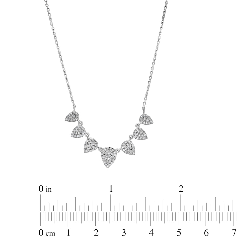 1/3 CT. T.W. Pear Multi-Diamond Seven Stone Station Necklace in Sterling Silver