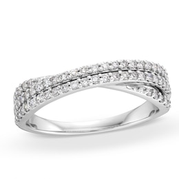 1/3 CT. T.W. Diamond Split Shank Criss-Cross Ring in 10K White Gold