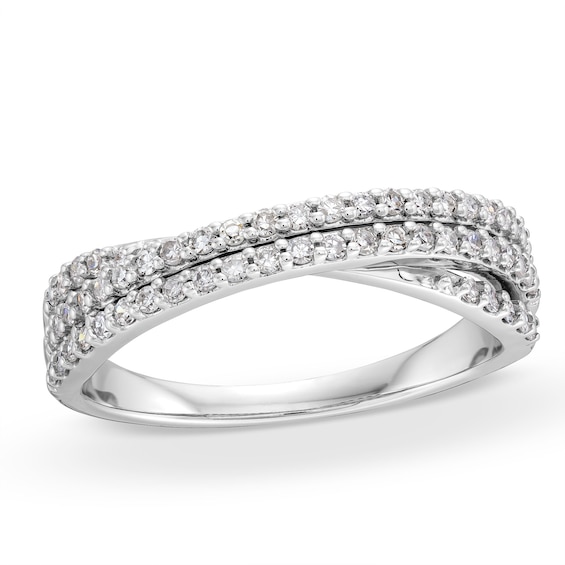 1/3 CT. T.w. Diamond Split Shank Criss-Cross Ring in 10K White Gold