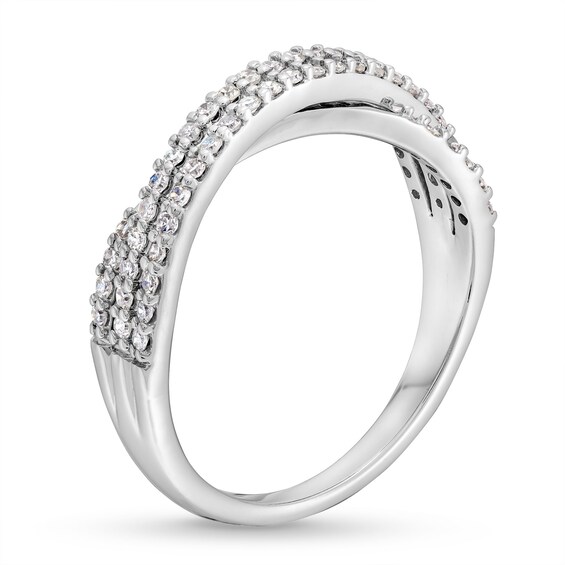 1/3 CT. T.w. Diamond Split Shank Criss-Cross Ring in 10K White Gold