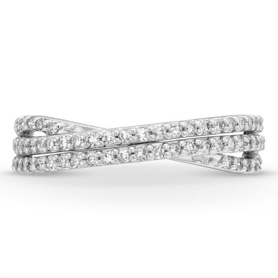 1/3 CT. T.w. Diamond Split Shank Criss-Cross Ring in 10K White Gold