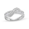 Thumbnail Image 1 of 1/2 CT. T.W. Baguette and Round Diamond Edge Bypass Overlay Ring in 10K White Gold