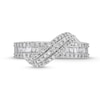 Thumbnail Image 4 of 1/2 CT. T.W. Baguette and Round Diamond Edge Bypass Overlay Ring in 10K White Gold