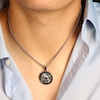 Thumbnail Image 4 of Men's 1/4 CT. T.W. Black Diamond Praying Hands Medallion Pendant in Stainless Steel and Black Ion-Plate - 24"