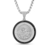Thumbnail Image 1 of Men's 1/4 CT. T.W. Black Diamond Saint Christopher "Protect Us" Medallion Pendant in Stainless Steel and Black Ion-Plate - 24"