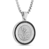 Thumbnail Image 2 of Men's 1/4 CT. T.W. Black Diamond Saint Christopher "Protect Us" Medallion Pendant in Stainless Steel and Black Ion-Plate - 24"