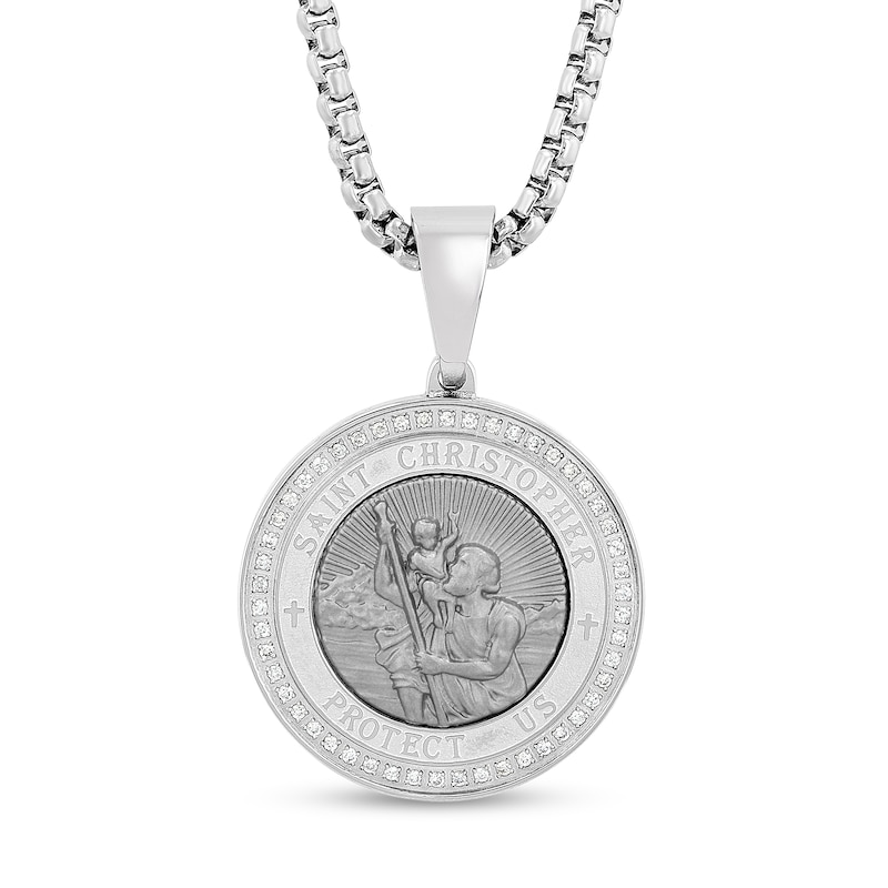Main Image 1 of Men's 1/4 CT. T.W. Diamond Saint Christopher Medallion