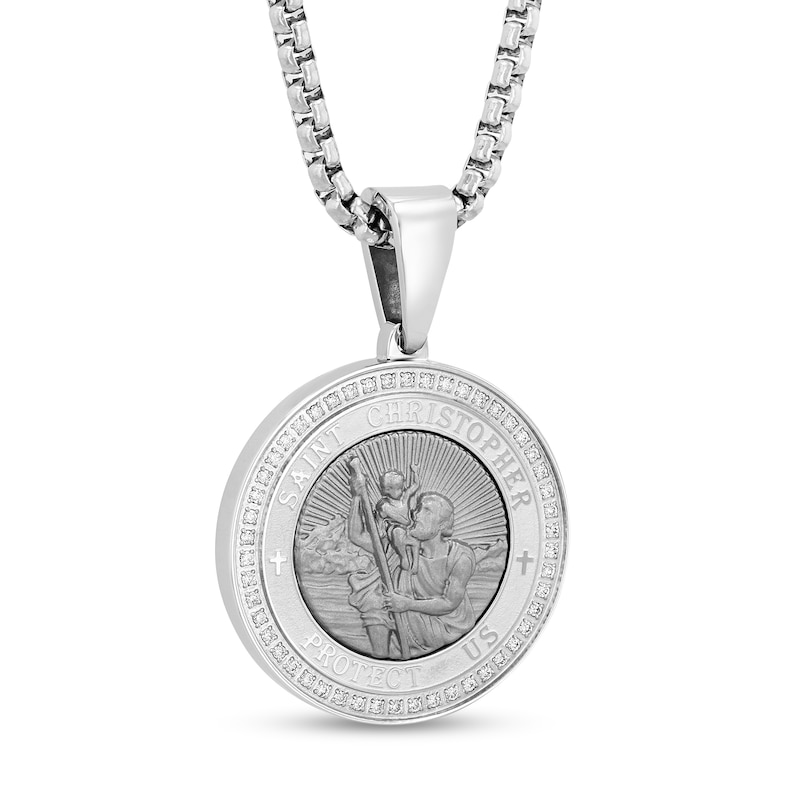 Main Image 2 of Men's 1/4 CT. T.W. Diamond Saint Christopher Medallion