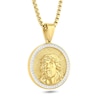 Thumbnail Image 2 of Men's 1/4 CT. T.W. Diamond Jesus Medallion Pendant in Stainless Steel with Yellow Ion Plate