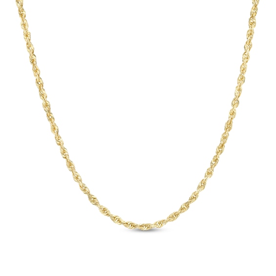 Diamond-Cut 2.4mm Rope Chain Necklace in Solid 10K Gold - 22"